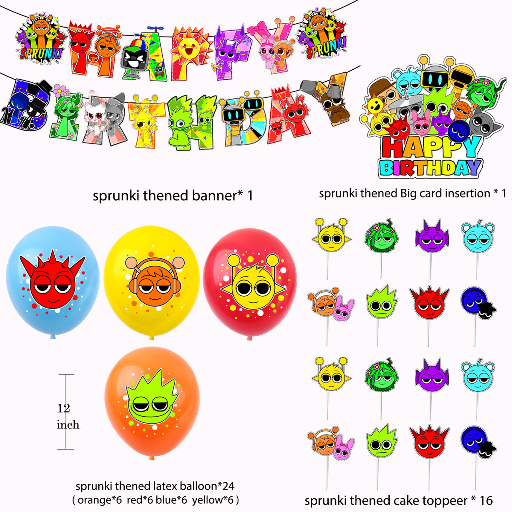 Sprunki Incredibox Sprunki Theme อุปกรณ์งานเลี้ยงวันเกิด Sprunki ธงดึง ...