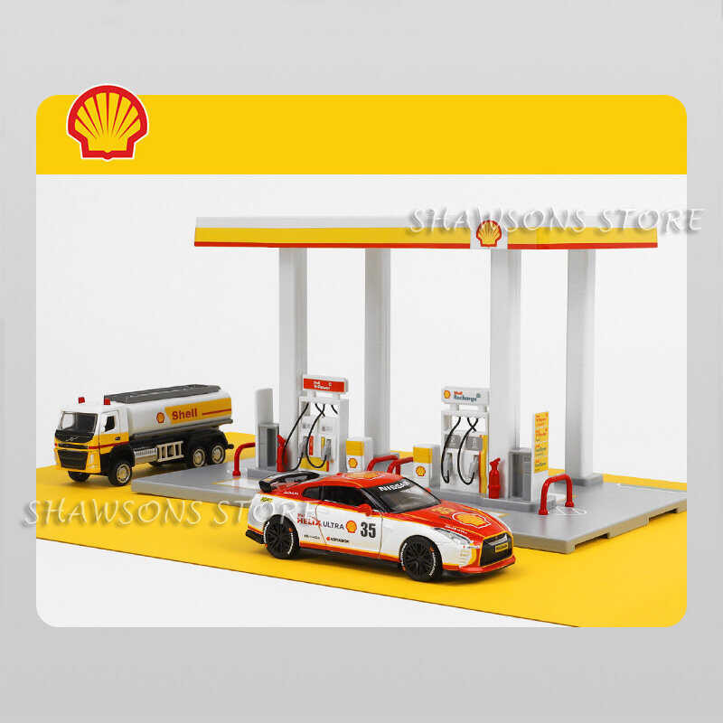 Oil Shell Gas Station Assembly Playset ชุดประกอบสถานีน้ํามันเชลล์ พร้ ...