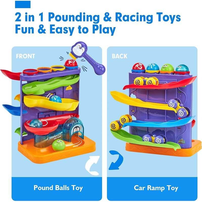 - Boy in Pound Balls Toy & Car Ramp Race Track Toddler Learning Active ...