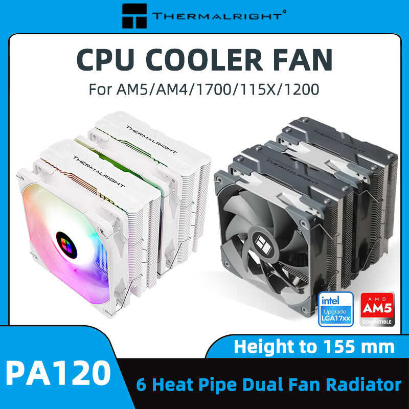 Thermalright Pa120 Towers Double Fans ARGB CPU Cooler AGHP 3.0 6 Heat ...