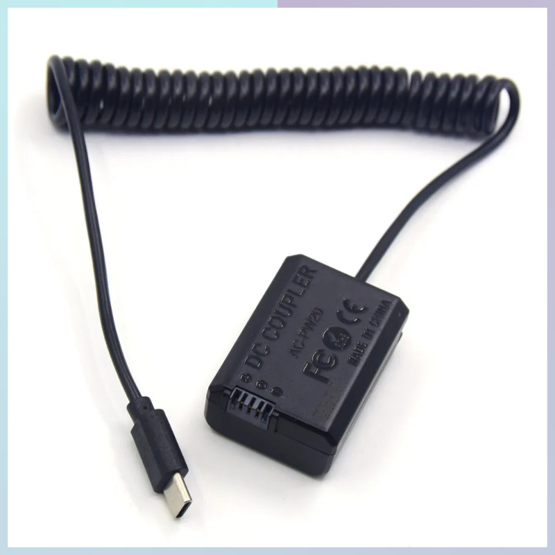 PD USB Type C TO NP-FW50แบตเตอรี่เลียนแบบแบตสำรอง AC-PW20สายอะแดปเตอร์ ...
