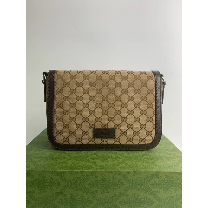 ♞Gucci GG Guccissima Canvas Messenger Bag(Ori)เทพ size 28 cm. สินค้า