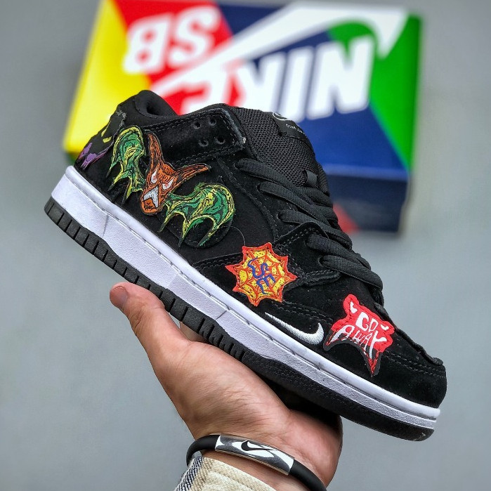 บอร์ดรองคอ x SB Dunk Low Black Halloween Demons and ghosts DQ4488-001 ...