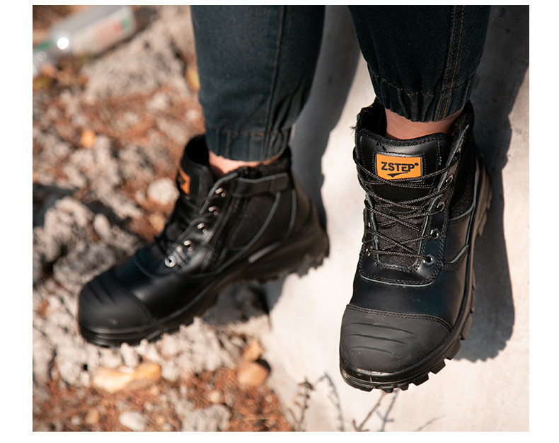 ZSTEP รองเท้านิรภัย Safety shoes รองเท้าหัวเหล็ก สีดำ รองเท้าทำงานซิป ...