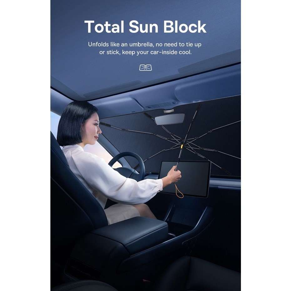 Baseus ร่มบังเเดดหน้ารถ Car Sun Shade Umbrella แบบร่ม กัน UV บังแดดหน้า ...