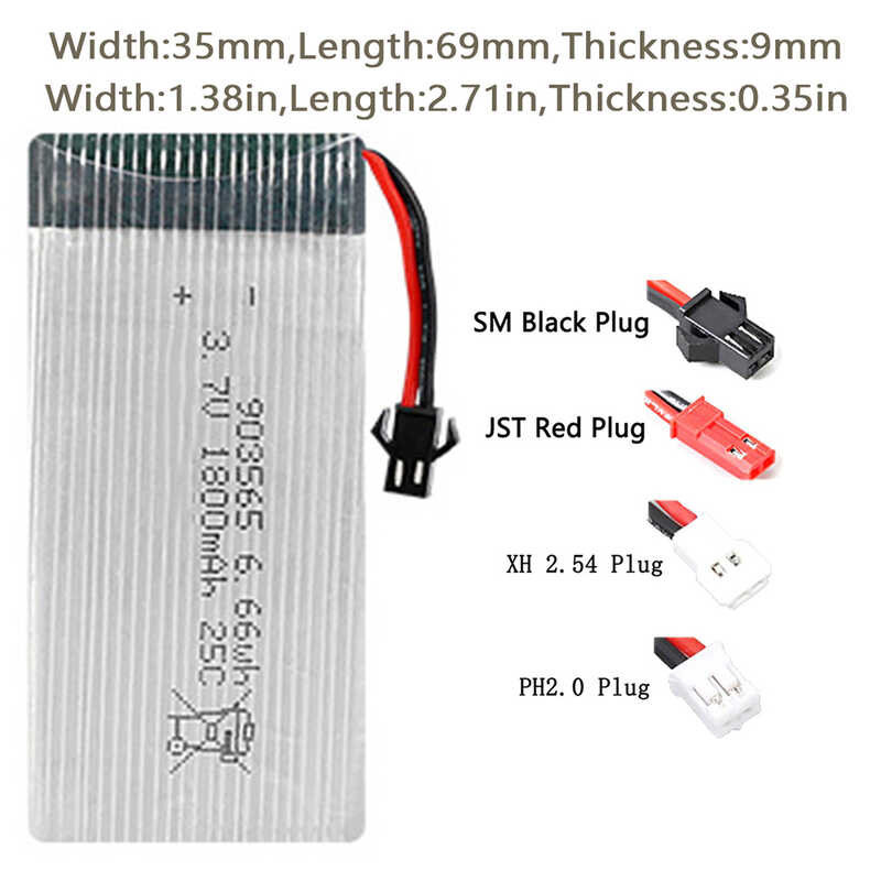 ♎ ชาร์จไฟได้ 3.7V 903565 20C 1800Mah Li-Polymer แบตเตอรี่ลิเธียมสำห ...