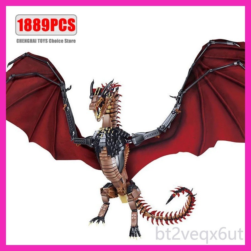 1889pcs Creative MOC Giant Dragon Building Blocks Model Movie Series ...