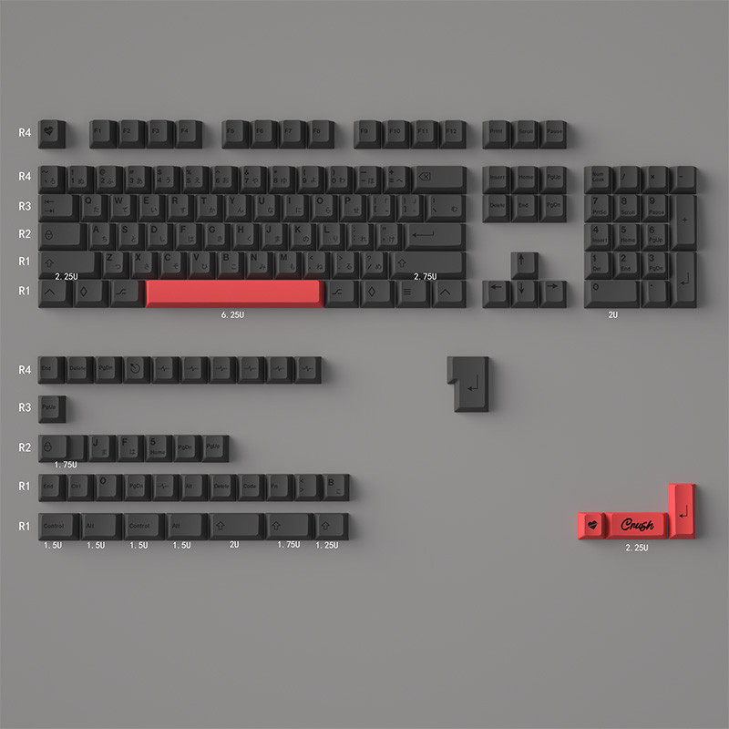 143keys Icon keycaps สีดําสีเทาสีแดง PBT Cherry Profile ปุ่มกดญี่ปุ่น ...
