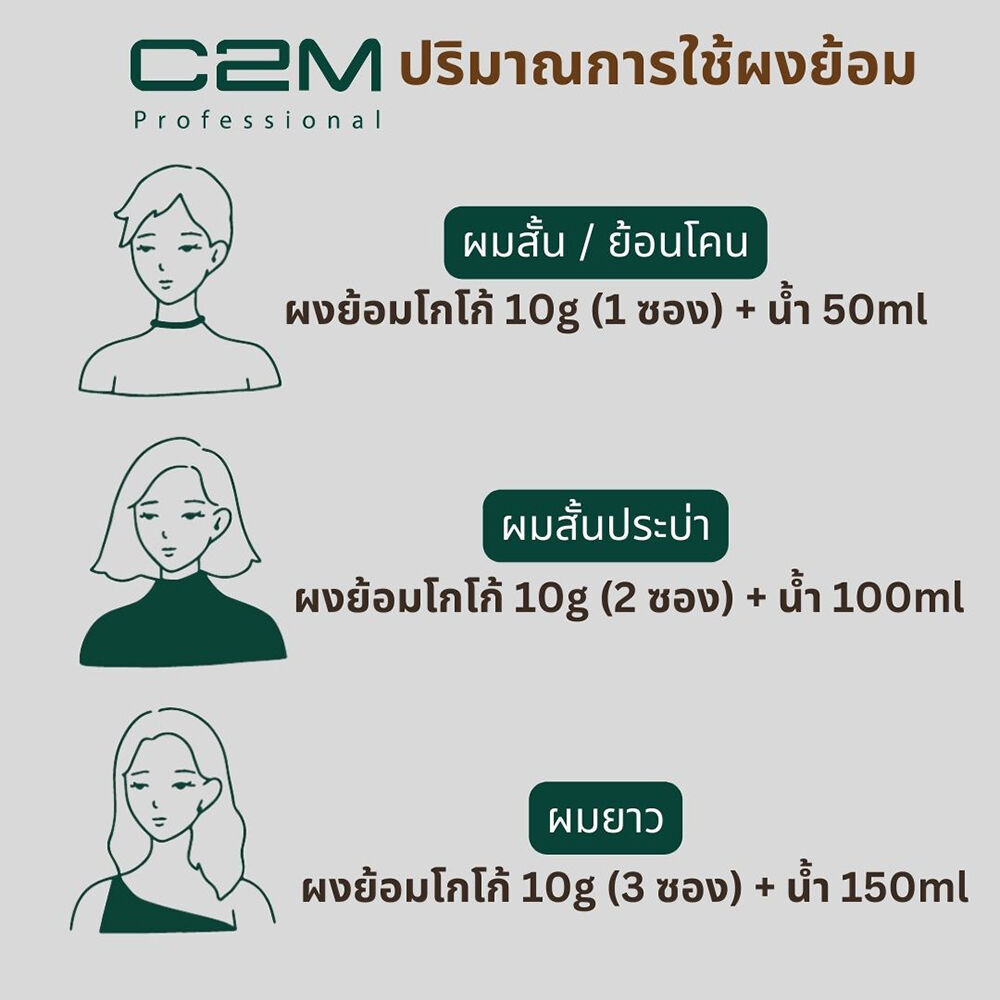 C2M Cocoa Hair Color Powder [3pcs x 10g] ซีทูเอ็ม ผงย้อมปิดผมขาวโกโก้ ...