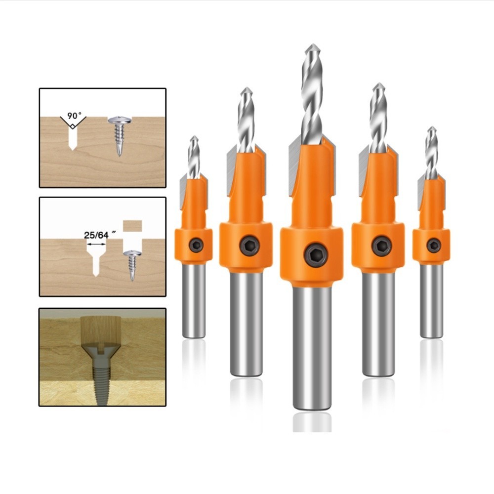 งานไม้ Countersink เจาะ Bit Taper หัวติดตั้ง Tapping สกรู Hss ขั้นตอน ...