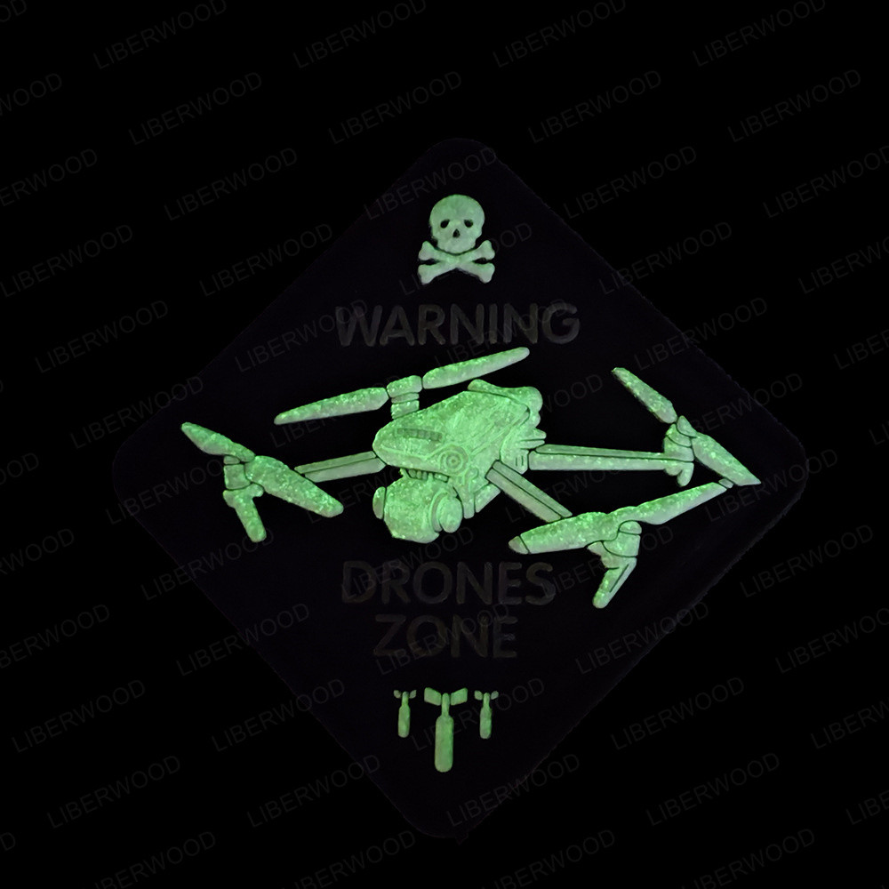 Warning DRONES ZONE ยุทธวิธี Patch Unmanned Aerial รถ UAV 3D PVC Hook ...
