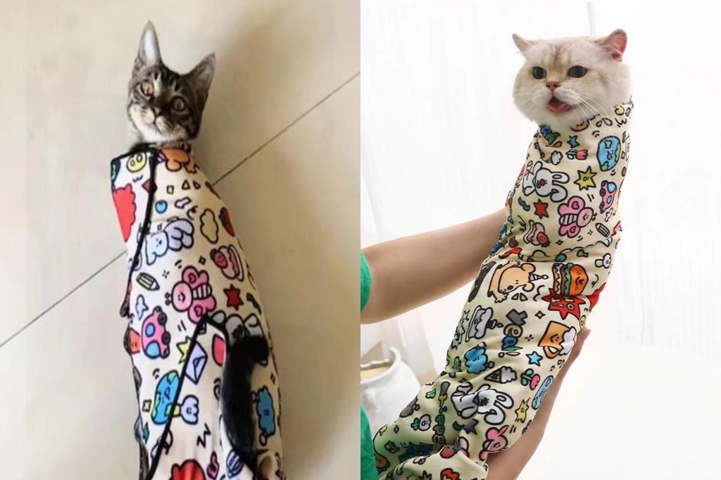 Ari Cat Self-กาวผ้าพันแผล Cat Grooming Wrap Restraint Bag Anti-bite ...