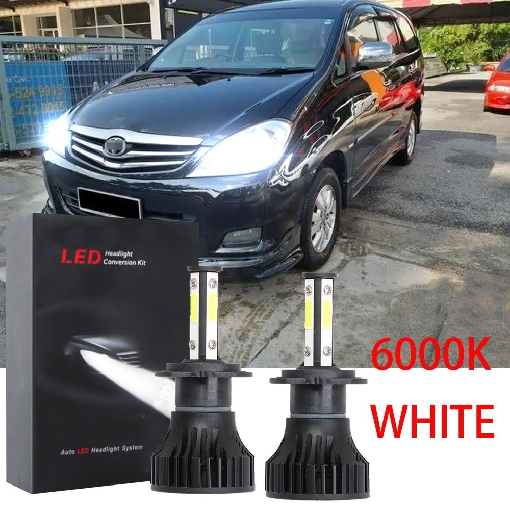 6000k สีขาว LED ไฟหน้าหลอดไฟ 12V-24V ชุด 2 สําหรับ Toyota Innova 2009 ...