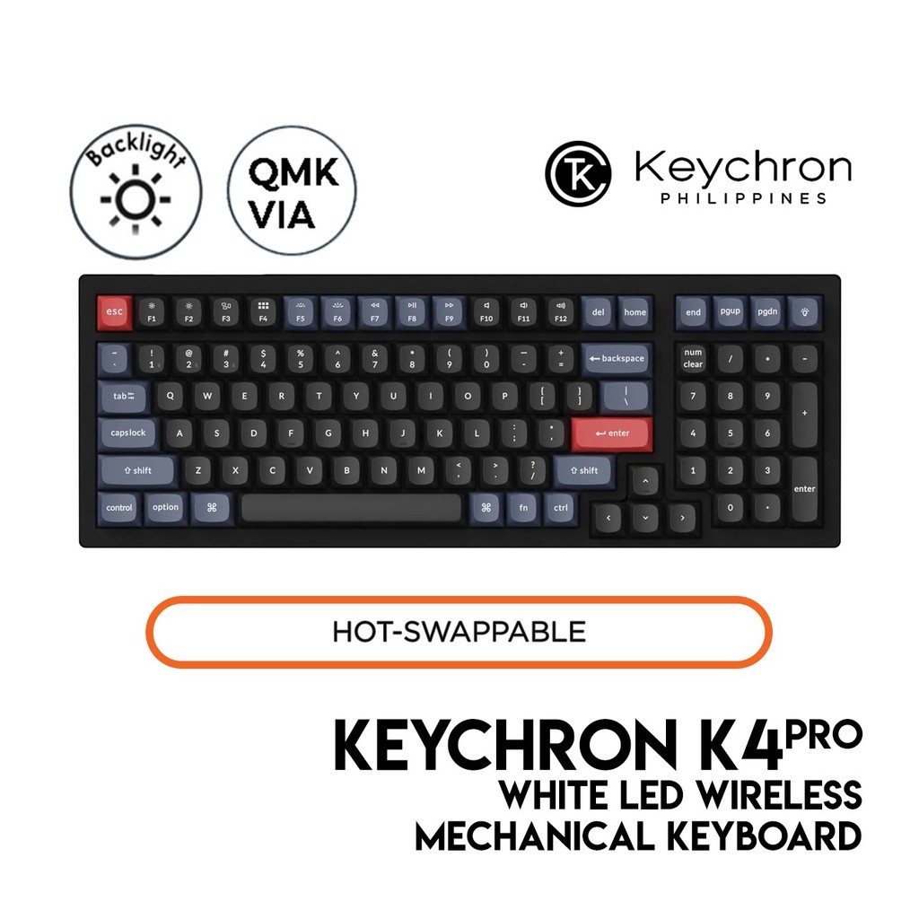Keychron K4 Pro QMK Mechanical Keyboard เค้าโครง 96%, แบบมีสาย/บลูทูธ ...
