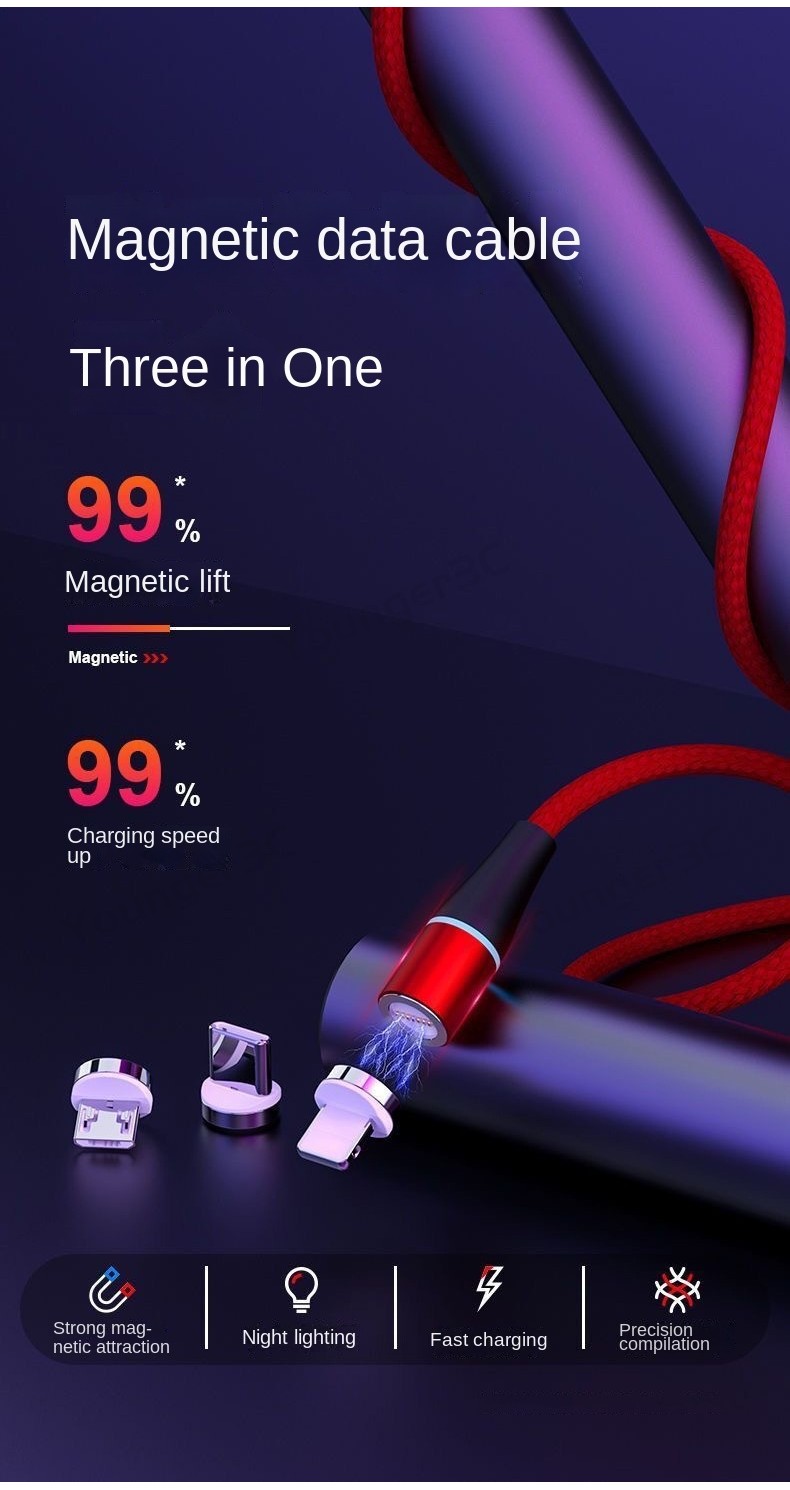 (COD)Magnetic Attraction 5A สายชาร์จเร็ว,สําหรับสายชาร์จ ios Micro Type ...