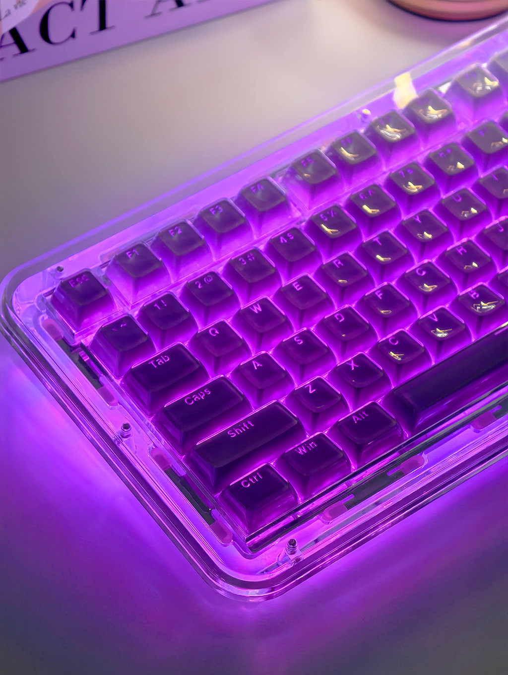 Purple Jelly Keycaps 136 คีย์โปรไฟล์ OEM PC PBT Letter Light ...