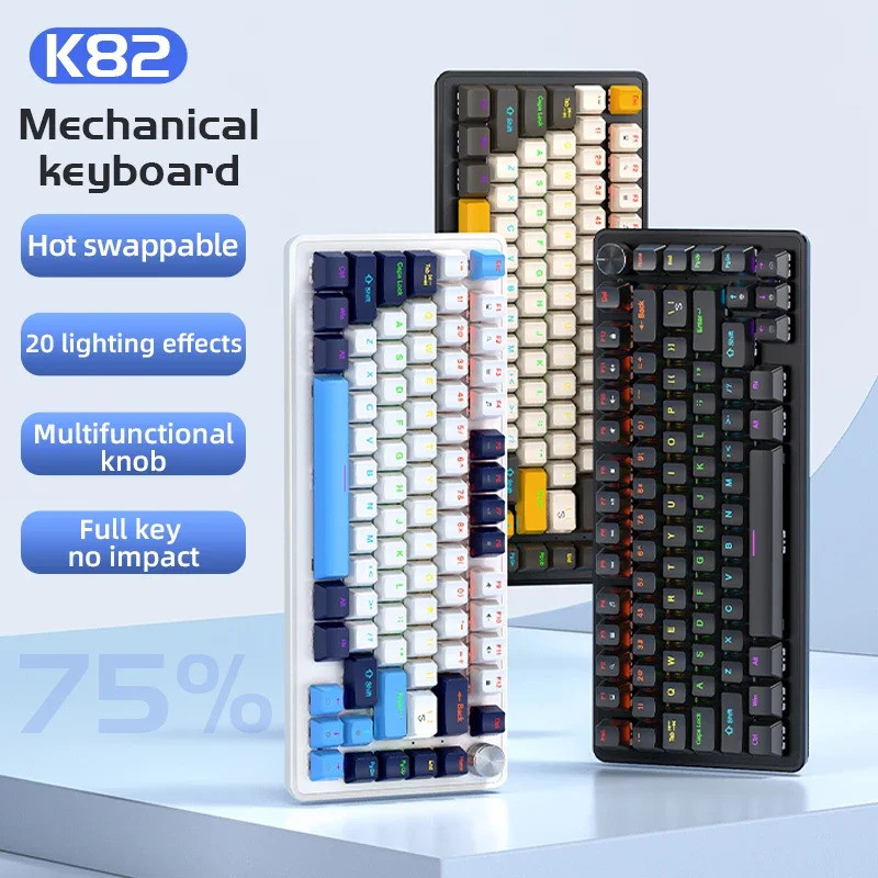 K82รูปแบบ75% คีย์บอร์ดกลไกแบบมีสาย สามารถเปลี่ยนคีย์ไ | Shopee Thailand