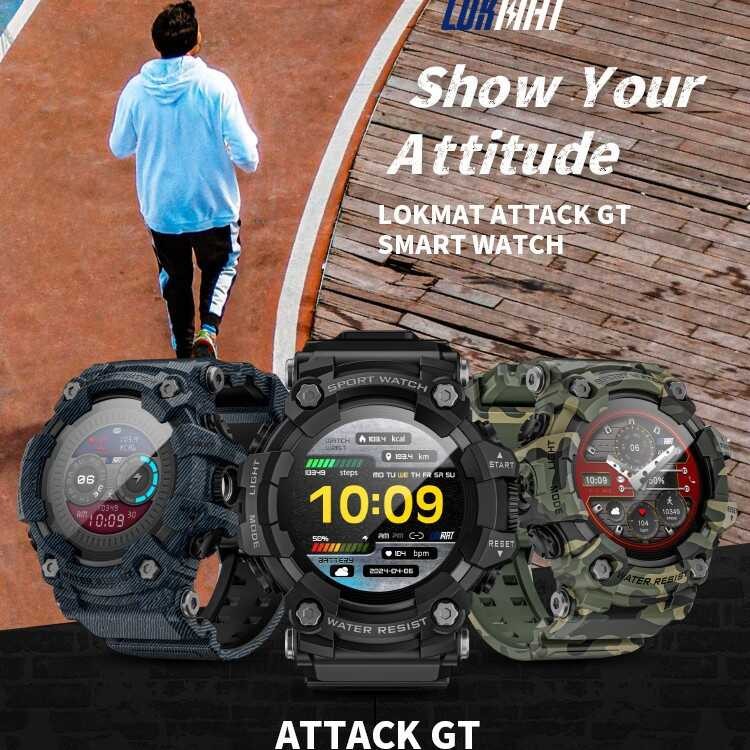 LOKMAT ATTACK GT กีฬากลางแจ้งสมาร์ทวอท์ชบลูทูธโทรเข็มทิศไฟฉายเพลง SOS ...
