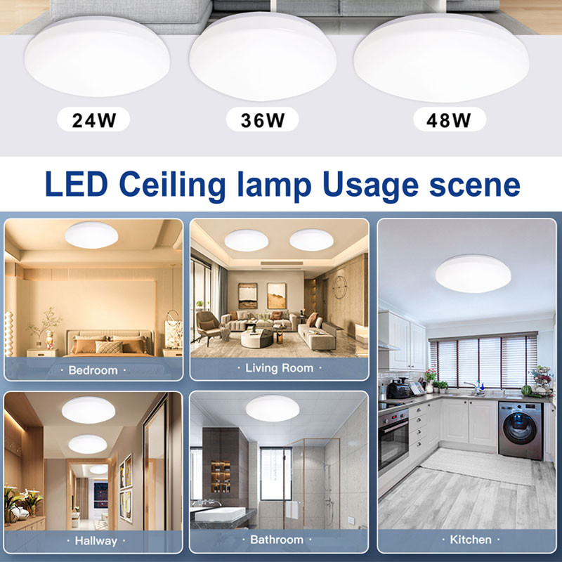 NIC โคมไฟติดเพดานทรงกลม LED โคมซาลาเปา 24W/36W/48W ไฟขนมปังLED ขาว ...