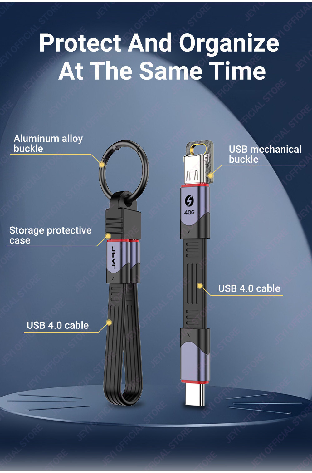 Jeyi สาย USB 4.0 FPC, 40Gbps Data Transfer, Organizer Hook และ Loop ...