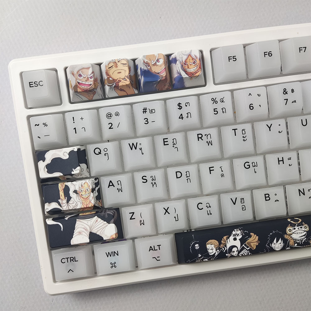 8/12pcs Luffy Keycaps โปรไฟล์เชอร์รี่ PBT Dye Sublimation One Piece ...