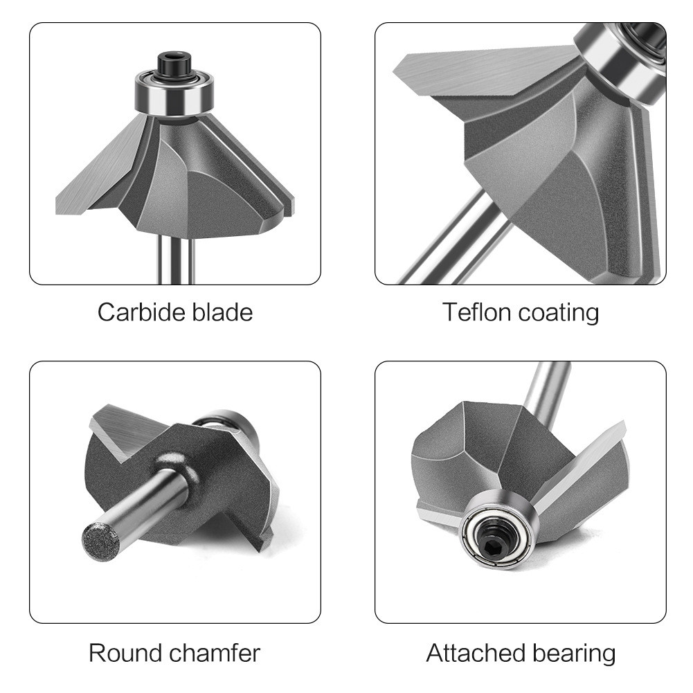 45 องศา Chamfer Router Bit, 1/4 นิ้วและ 1/2 นิ้ว Shank Chamfering Bit ...