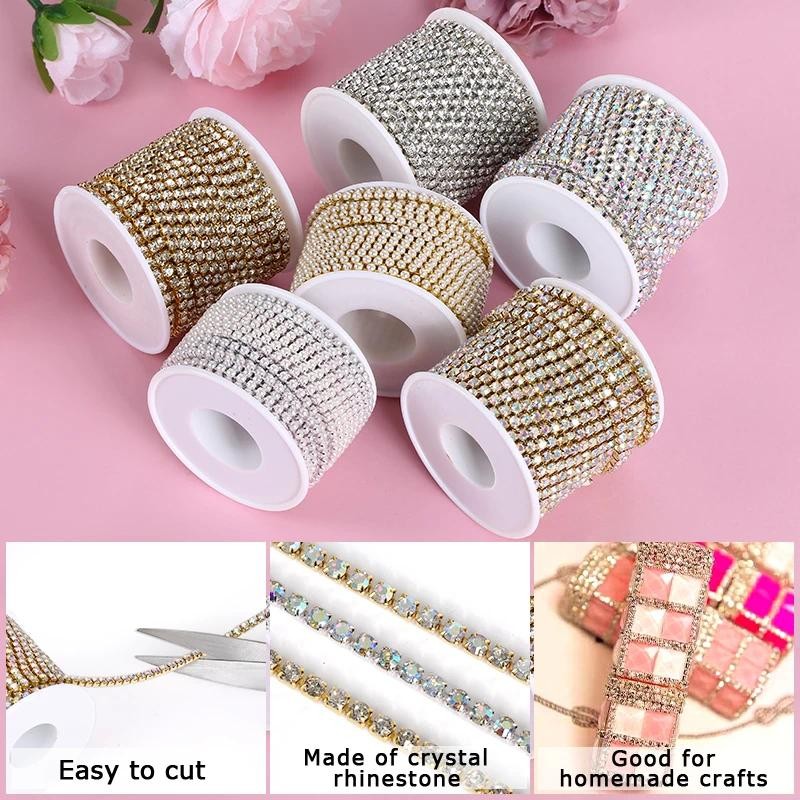 1yard/91 ซม.Rhinestones Chain คริสตัล Glitter เย็บสําหรับชุดอุปกรณ์ ...
