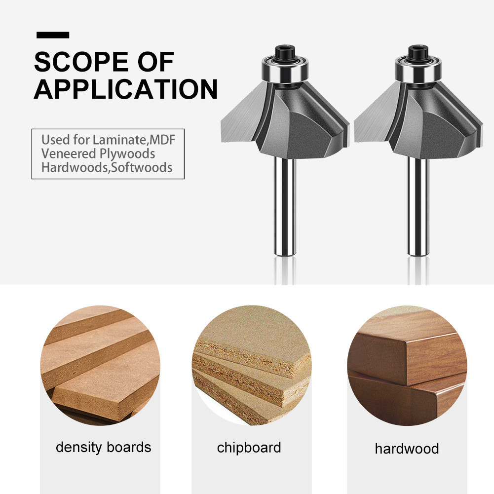 45 องศา Chamfer Router Bit, 1/4 นิ้วและ 1/2 นิ้ว Shank Chamfering Bit ...