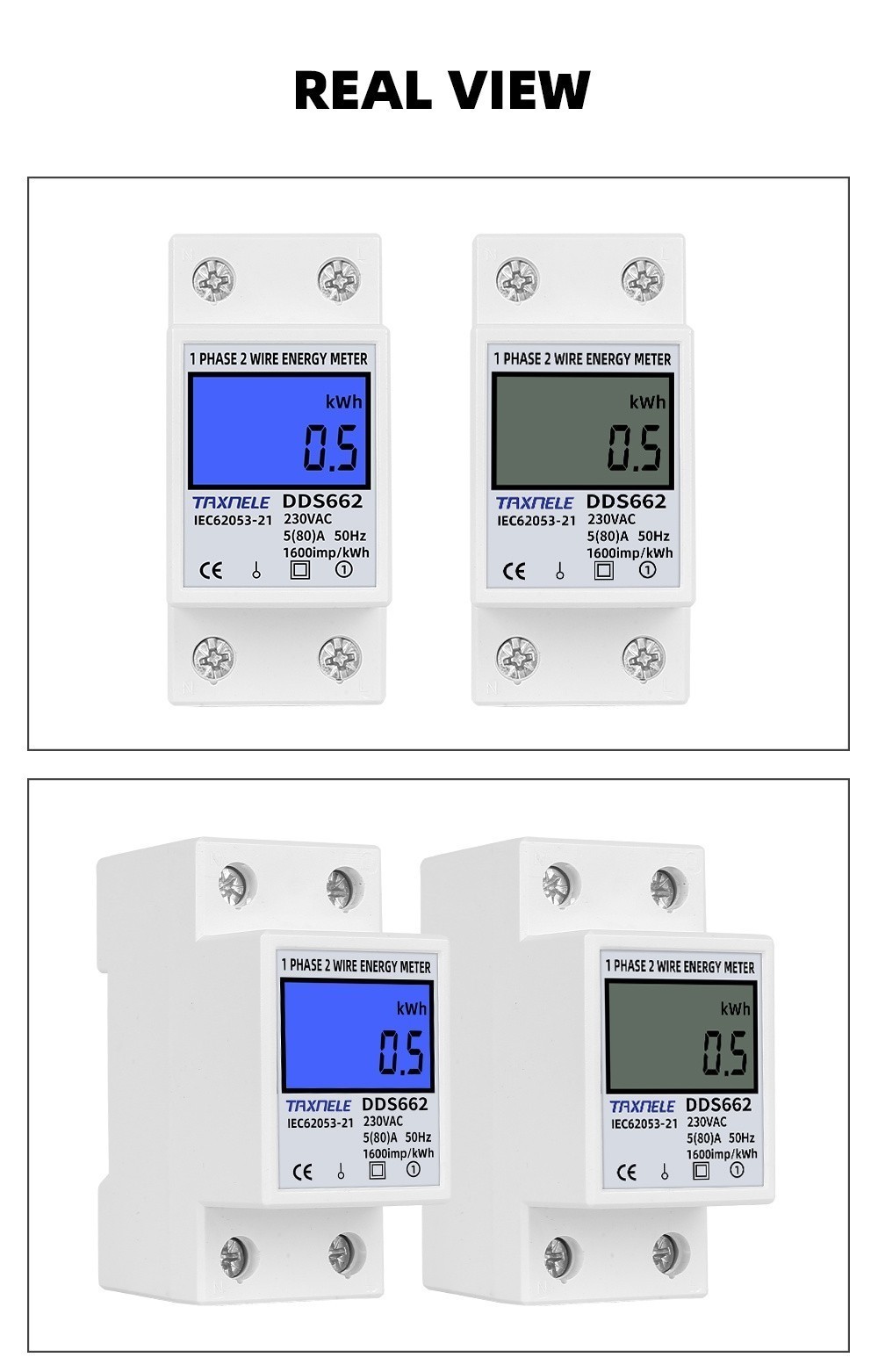 Taxnele Din rail Power Energy Meter 80A LCD Backlight Single Phase ...