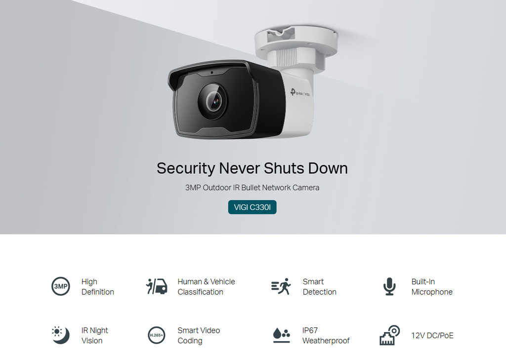VIGI C330I 3MP 4mm Outdoor IR Bullet Network Camera รับประกัน 3 ปี ...