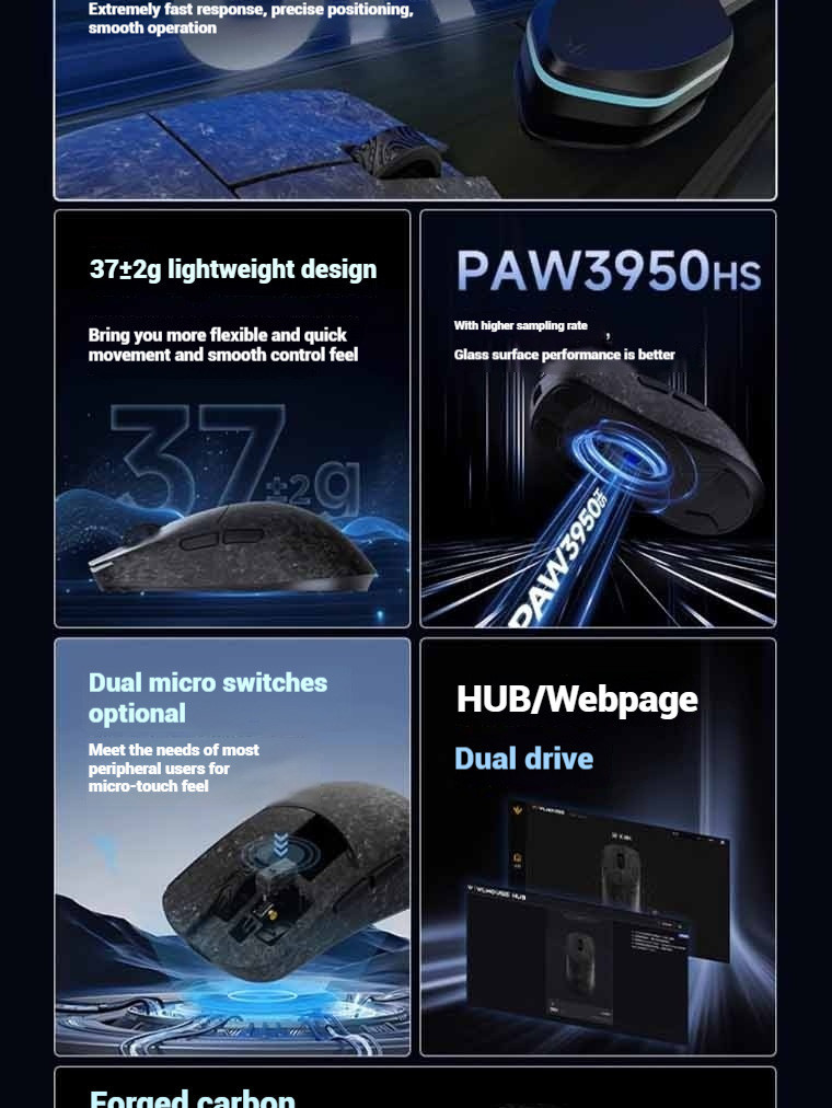 WLMOUSE YING Carbon Brazing PAW3950 Gaming Forged Carbon Mouse | Shopee ...