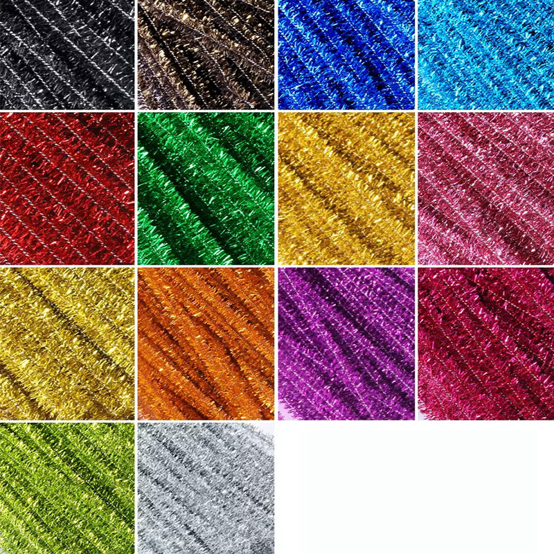 100 ชิ้น Glitter หลากหลายสี Chenille Stems DIY อุปกรณ์ศิลปะเด็กหัตถกรรม ...