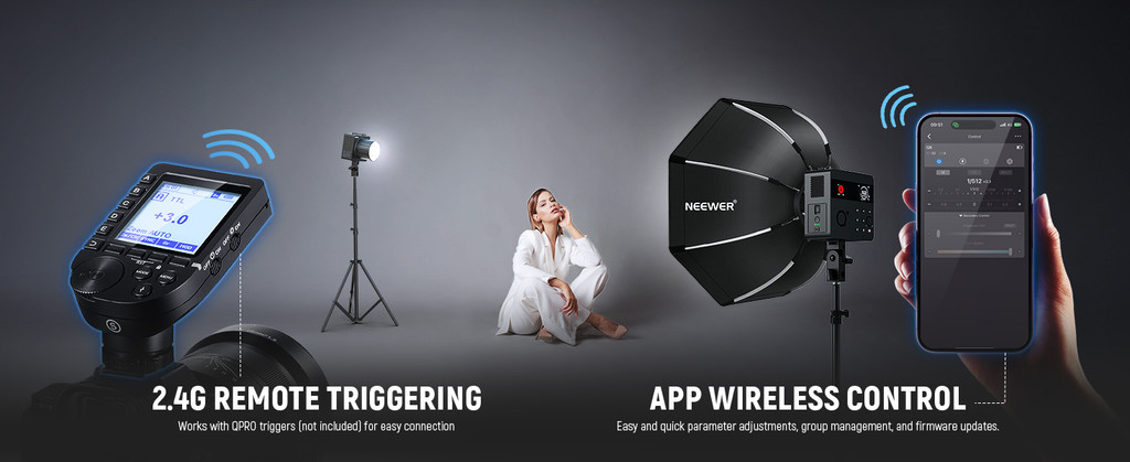 NEEDER Q6 600Ws แฟลชสตูดิโอกลางแจ้ง – 2.4G TTL, 1/8000 HSS, การควบคุมแอ ...
