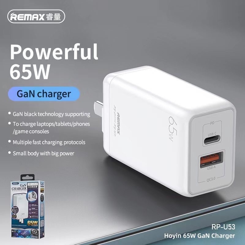 Remax Charger RP-U53 65W PD FAST CHARGE Dual Port USB / TYPE-C หัวชาร์จ ...