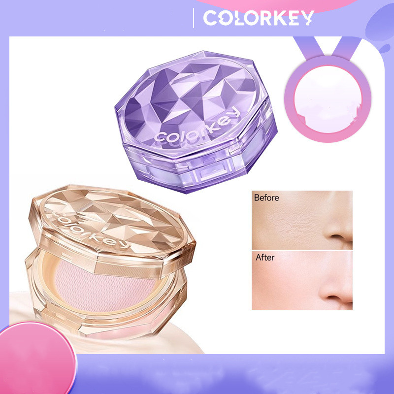 ใหม่ Colorkey Colorkey Colorkey กระจกหมอกขนาดเล็กแป้งฝุ่นน้ําผึ้งติดทน ...