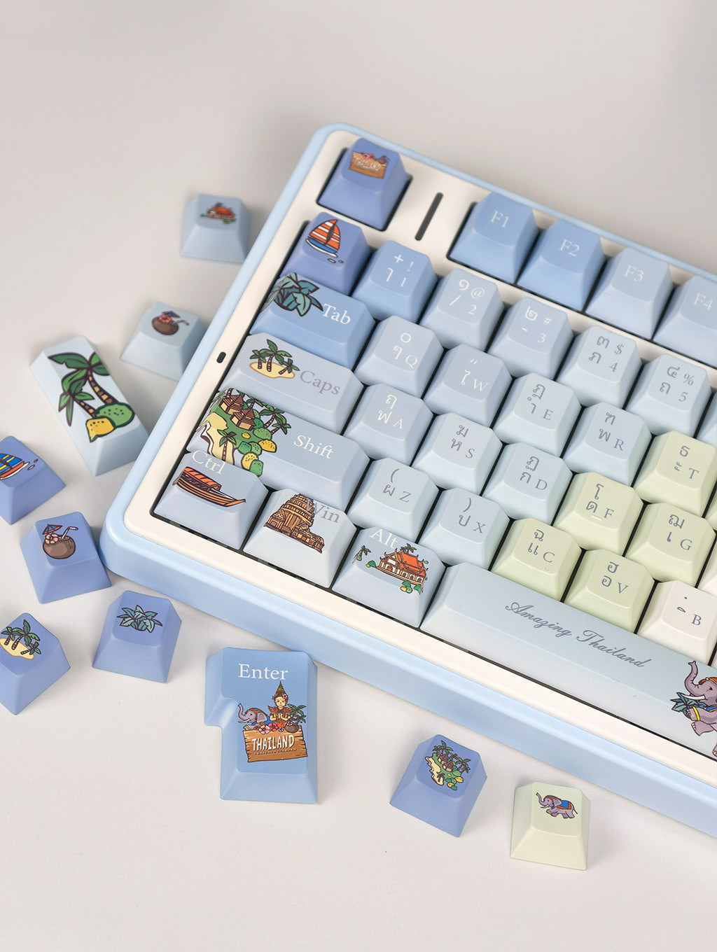 Water-Splashing Festival Keycaps 136 คีย์โปรไฟล์เชอร์รี่ PBT Dye ...