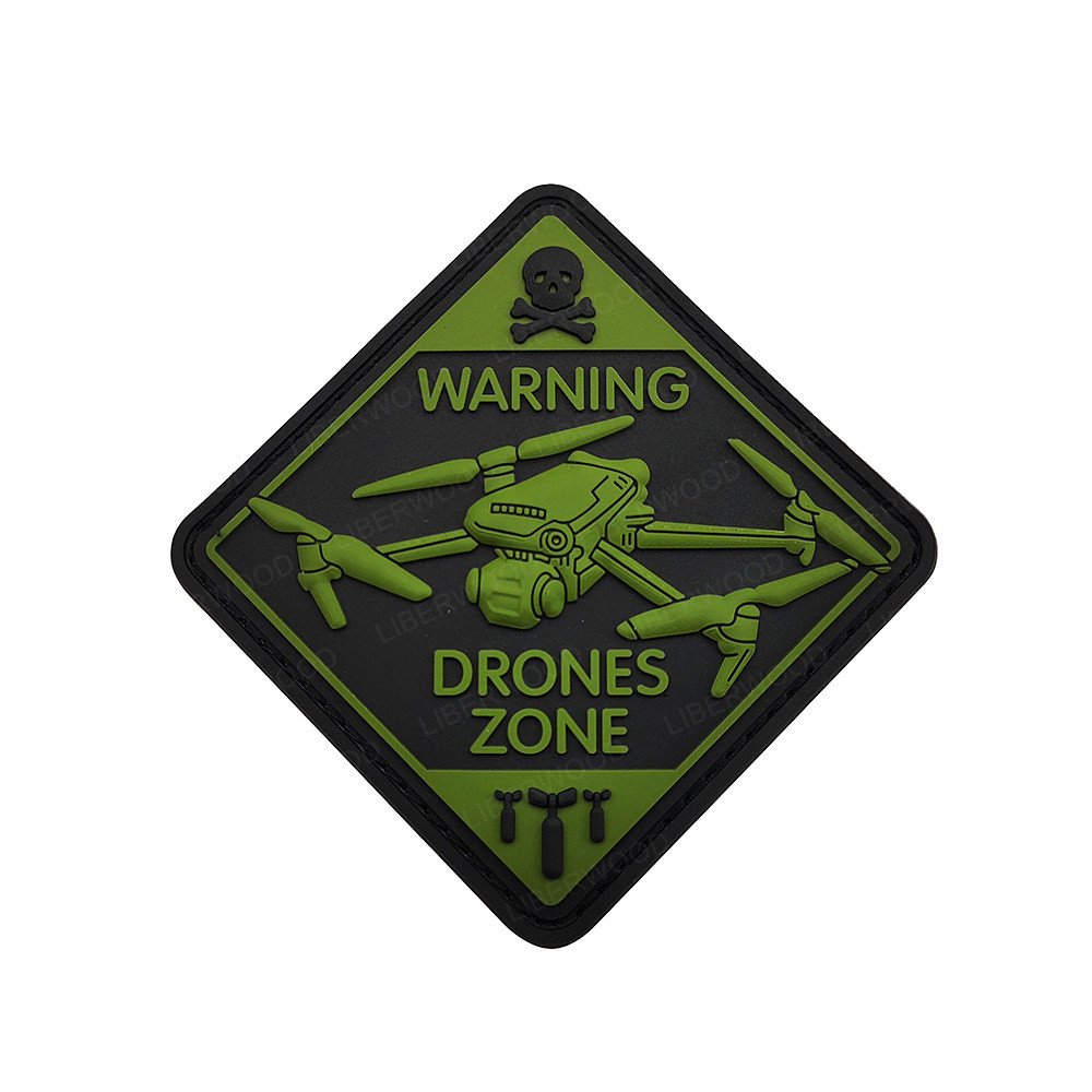 Warning DRONES ZONE ยุทธวิธี Patch Unmanned Aerial รถ UAV 3D PVC Hook ...