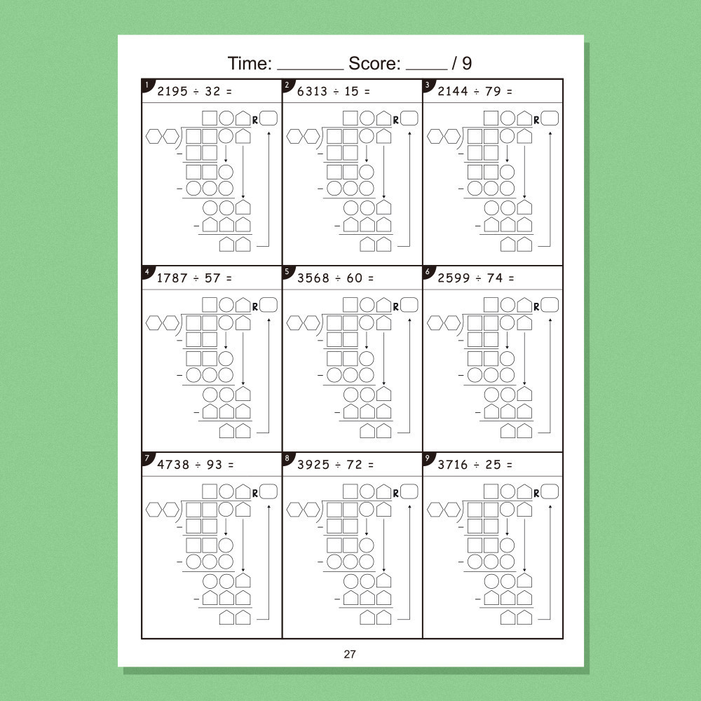 32 Pages Maths Arithmetic Long Division Workbook Children Quick ...