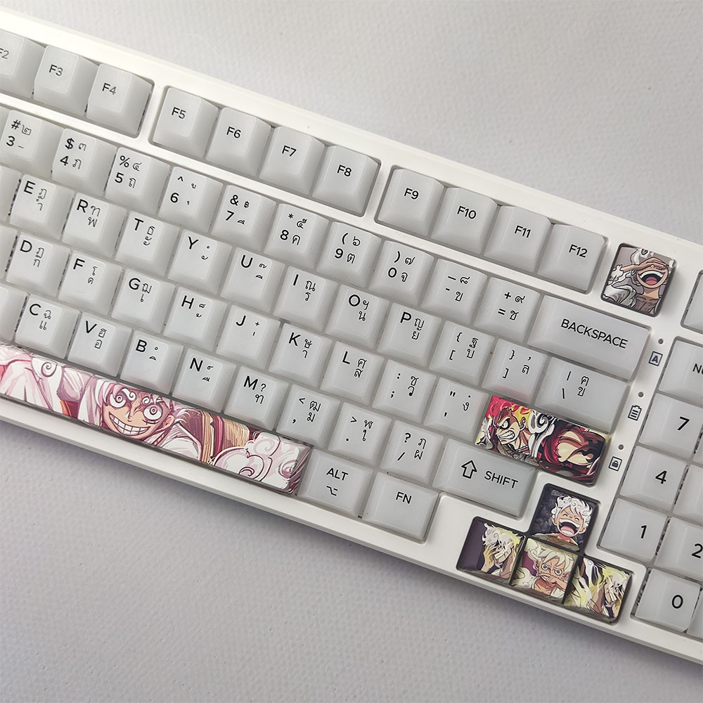 8/12pcs Luffy Keycaps โปรไฟล์เชอร์รี่ PBT Dye Sublimation One Piece ...