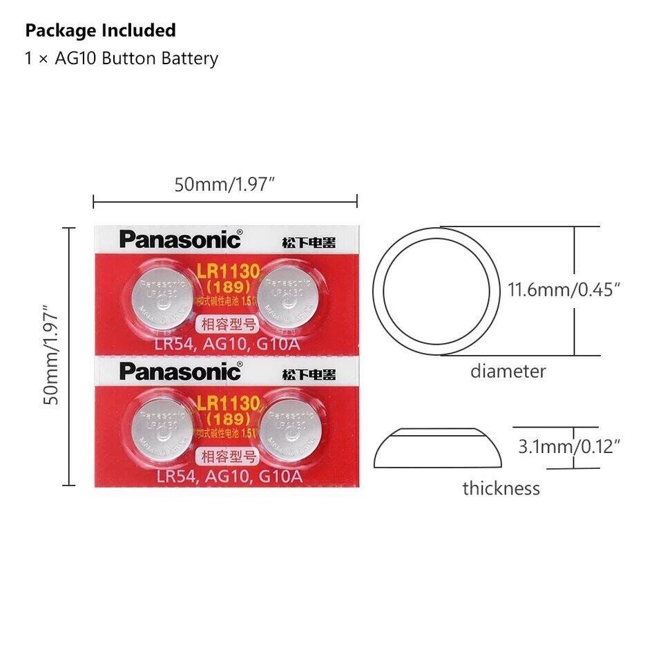 Murata Alkaline 1.5V Button Cell Batteries - Mix Lot LR41, LR43, LR44, LR1120, LR1130 - Made In Japan