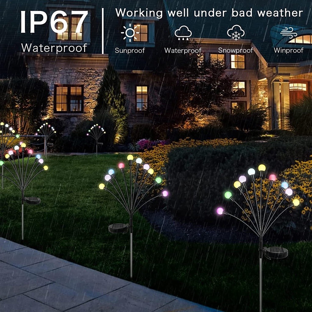 Ligyetor LED Raya พลังงานแสงอาทิตย์ LED Firefly Swaying Light ตกแต่งสวน ...