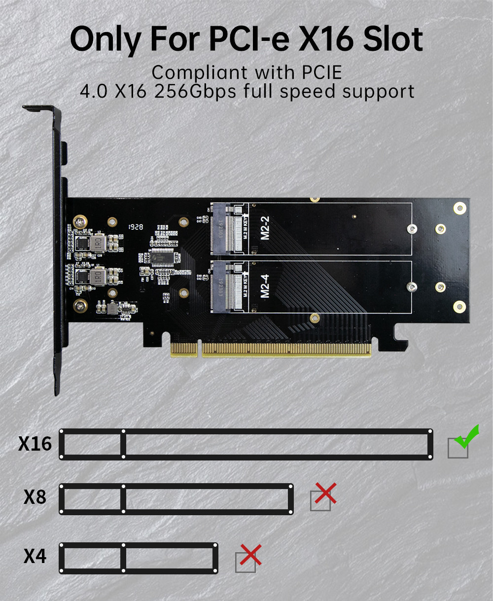 Jeyi 4 SSD ถึง PCIe 4.0 การ์ดขยาย, 4 NVMe M.2 M คีย์ SSD ถึง PCIe X16 ...