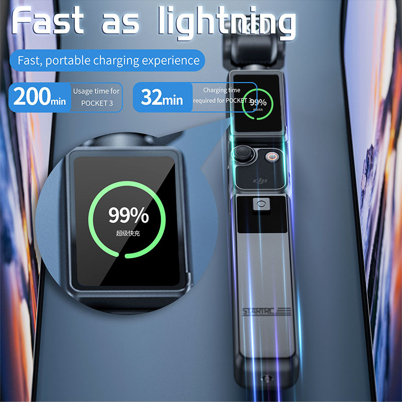 Battery Handle For DJI Osmo Pocket 3 Creator Combo Accessories Built In 4000mah Extra Battery 22 5w Fast Charging Reserved 1 4 Thread - View #12