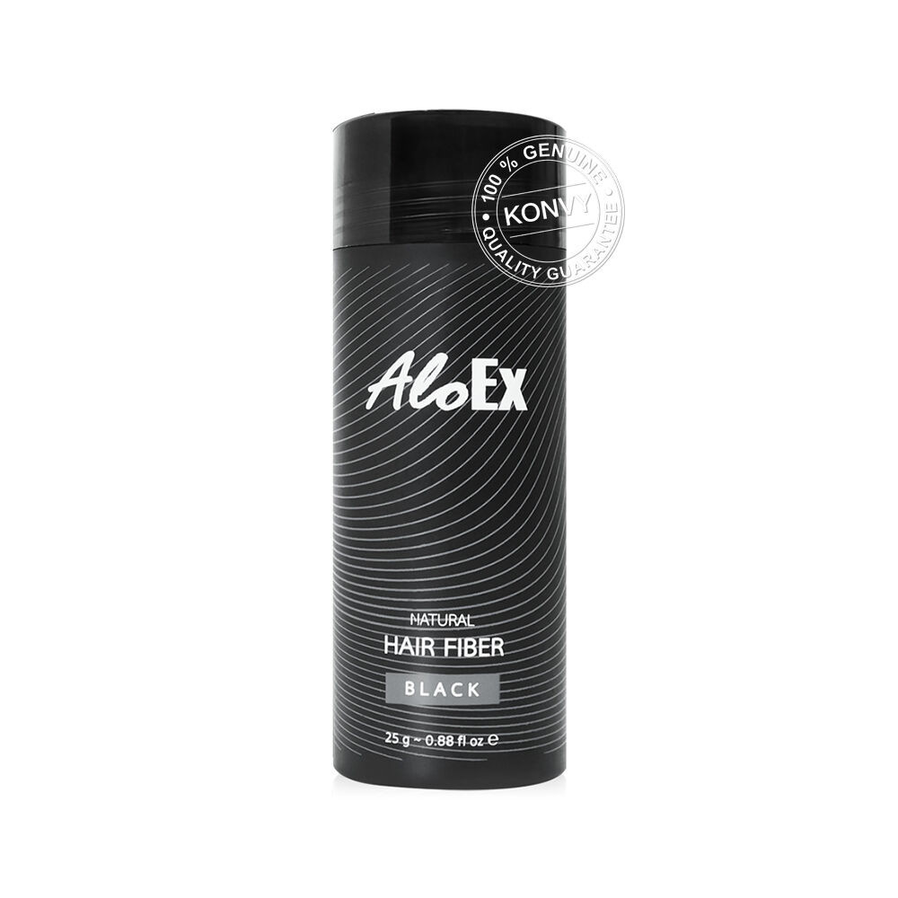AloEx Natural Hair Fiber Black 25g อโลเอ็กซ์ ไฟเบอร์โรยผมสำหรับปิดผมบาง ...
