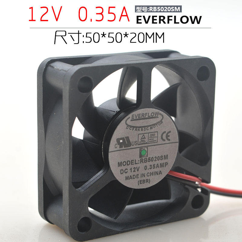 ยี่ห้อใหม่ EVERPLOW RB5020SM 5020 5CM 12V 0.35A พัดลมระบายความร้อนเงียบ ...
