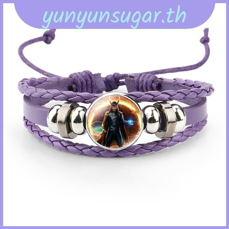 Time Loki Stone Marvel สร้อยข้อมือปรับหนังสีม่วงอุปกรณ์เสริมถัก ...