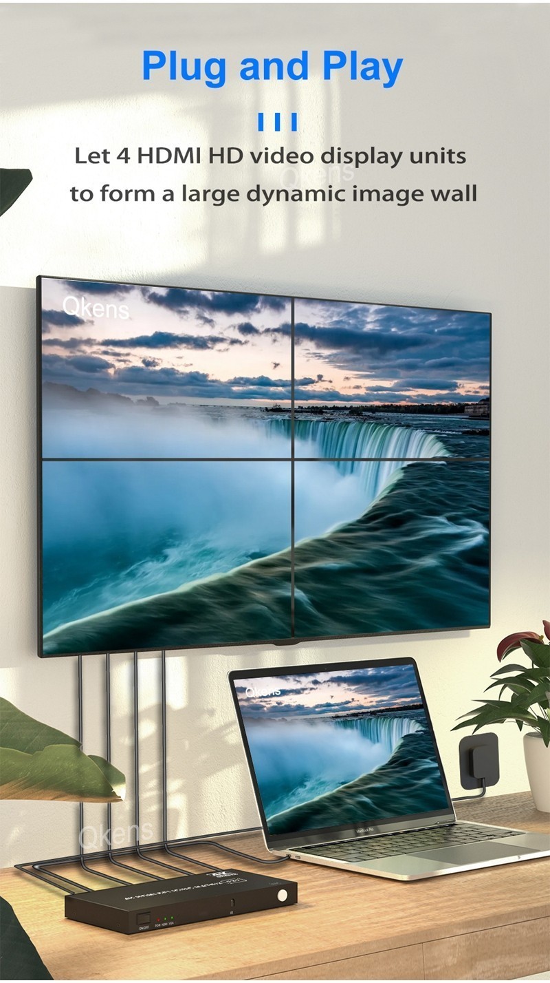 4k 2X2 HDMI Video Wall Controller VGA Multi Screen โปรเซสเซอร์ TV ...