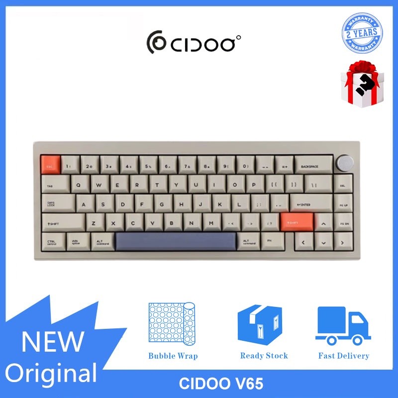 Cidoo V65 คีย์บอร์ด อลูมิเนียม โหมดคู่ เปลี่ยนความร้อนได้ | Shopee Thailand