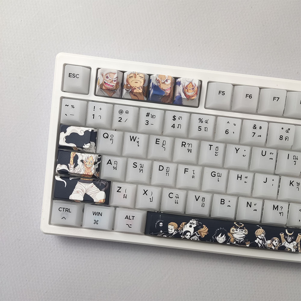 8/12pcs Luffy Keycaps โปรไฟล์เชอร์รี่ PBT Dye Sublimation One Piece ...
