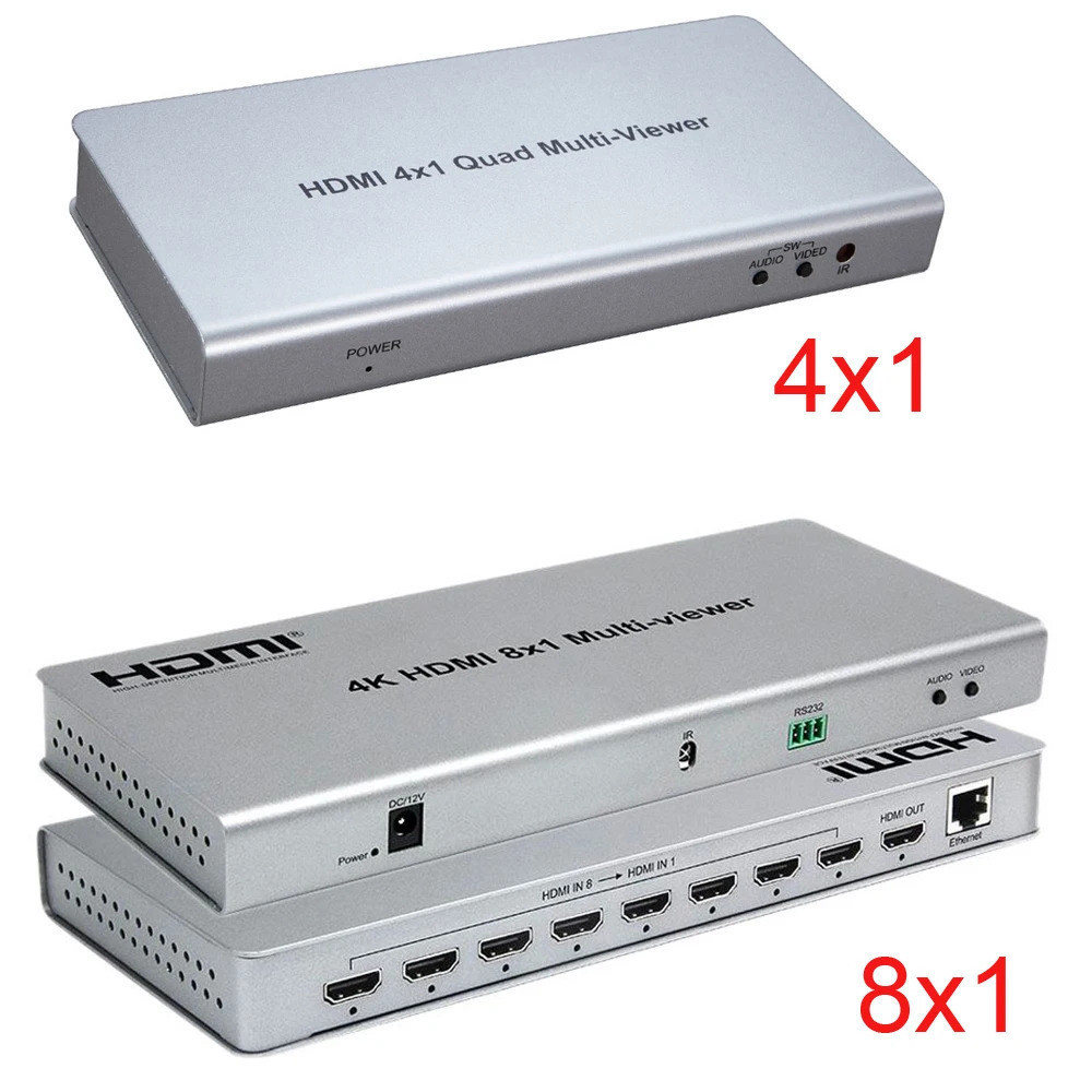 4k HDMI 8x1 Quad Multi-Viewer Switcher 8 In 1 Out สวิตช์ไม่มีรอยต่อ 4x1 ...